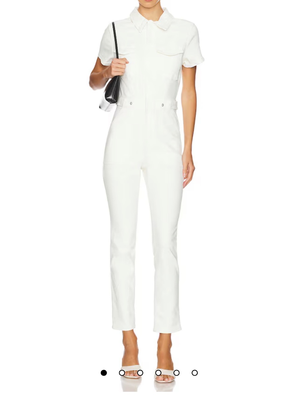 Good American White Short Sleeve Utility Jumpsuit